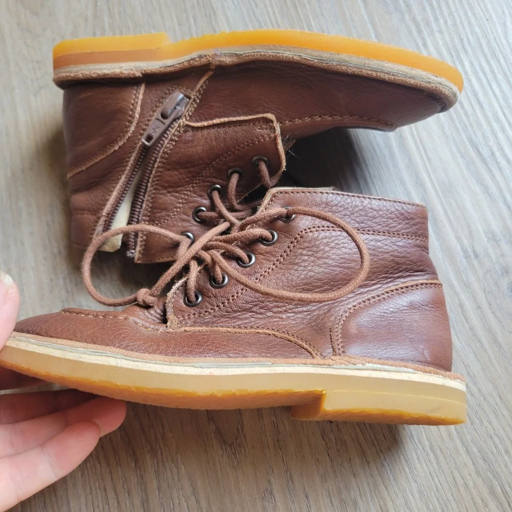 Bon Bon Unisex Kids Boots 11 Brown Leather Moc Toe Classic Workwear Style
